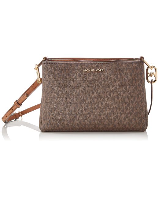 Michael Kors Trisha Medium Logo Crossbody Bag Triple Brown in Black Lyst