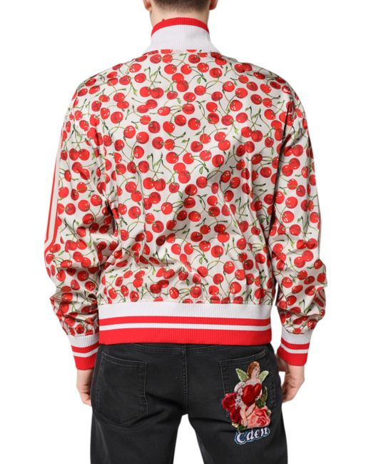Dolce & Gabbana Red Cherry Print Bomber Jacket for men