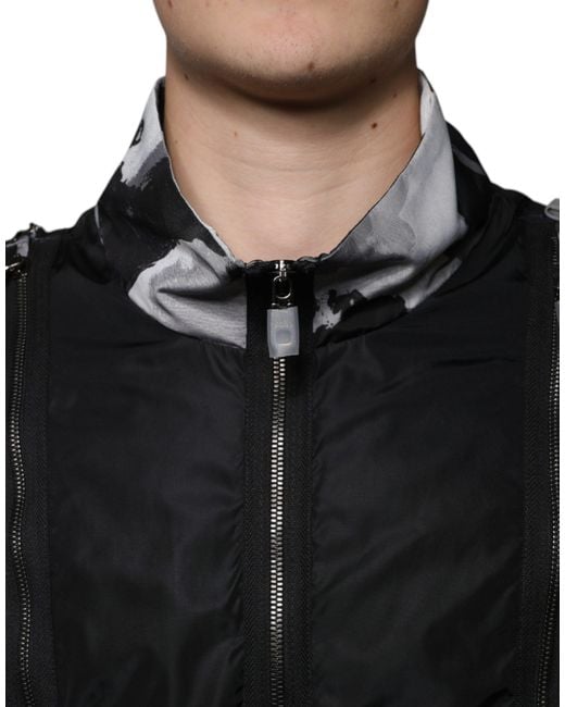 Dolce & Gabbana Black Nylon Full Zip Bomber Jacket for men