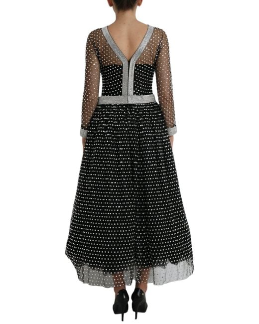 Dolce & Gabbana Black Crystal Embellished A-Line Gown Dress