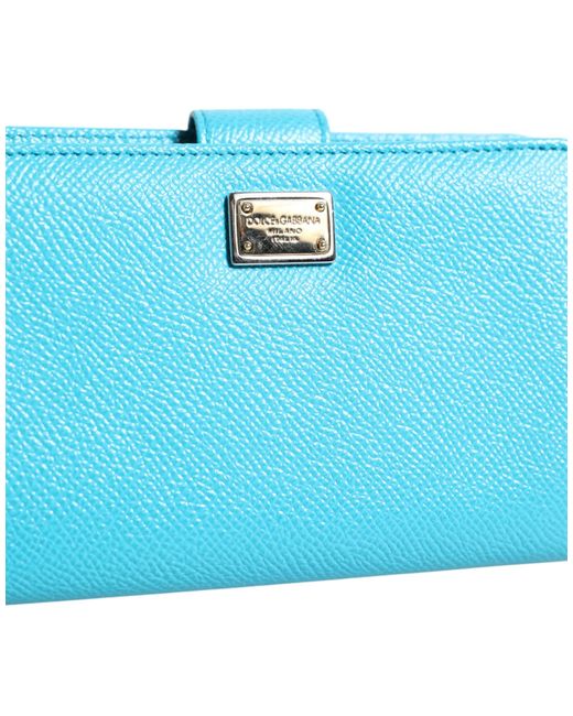 Dolce & Gabbana Blue Leather Bifold Continental Clutch Wallet