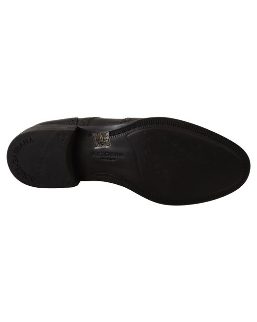Dolce & Gabbana Black Leather Oxford Wingtip Formal Dress Shoes for men
