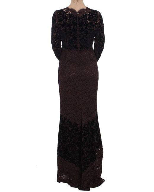 Dolce & Gabbana Black Floral Lace Ricamo Maxi Dress