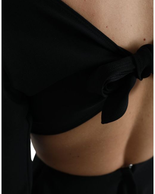 Dolce & Gabbana Black Viscose Cut Out A-Line Long Sleeves Mini Dress