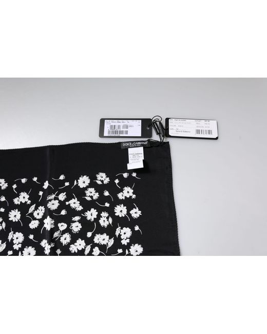 Dolce & Gabbana Black Floral Silk Square Wrap Shawl Scarf