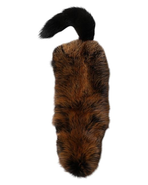 Dolce & Gabbana Black Fox Fur Neck Cashmere Warmer Scarf