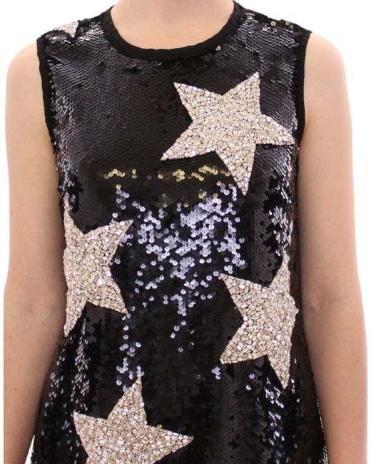 Dolce & Gabbana Black Masterpiece Crystal Swarovski Stars Sheath Dress