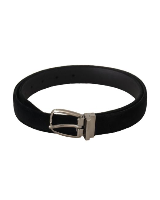 Dolce & Gabbana Black Classic Velvet Tone Metal Buckle Belt for men