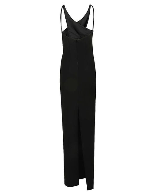 MONOT PRE Black Cut-Out Detail Silk Crepe Long Dress