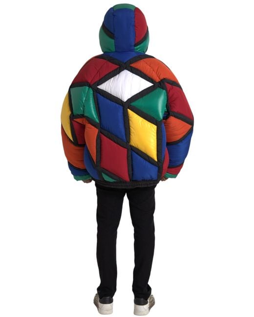 Dolce & Gabbana Blue Quilted Hooded Puffer Jacket for men