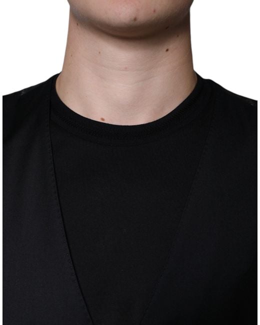 Dolce & Gabbana Black Wool Waistcoat Dress Formal Vest for men