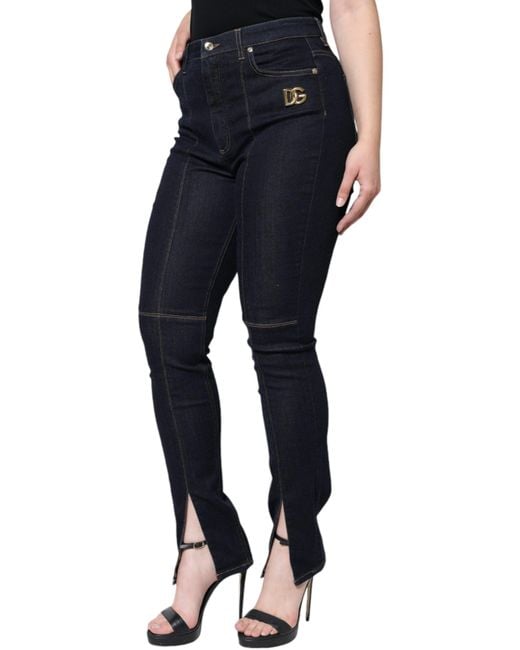 Dolce & Gabbana Blue Cotton Blend Skinny Denim Jeans