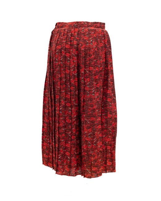 Valentino Garavani Red Midi Skirt With And Details