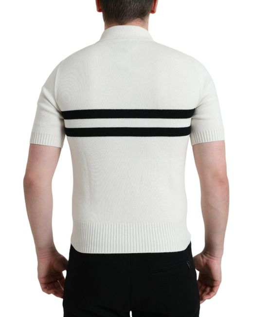 Dolce & Gabbana White Dg Logo Collared Henley Shirt T-Shirt for men
