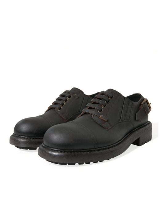 Dolce & Gabbana Black Leather Lace Up Derby Dress Shoes for men