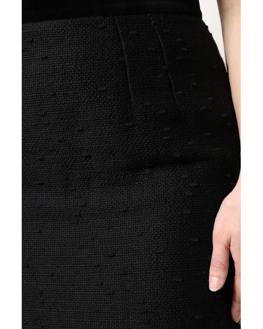 Dolce & Gabbana Black Wool Fringe High Waist Pencil Mini Skirt