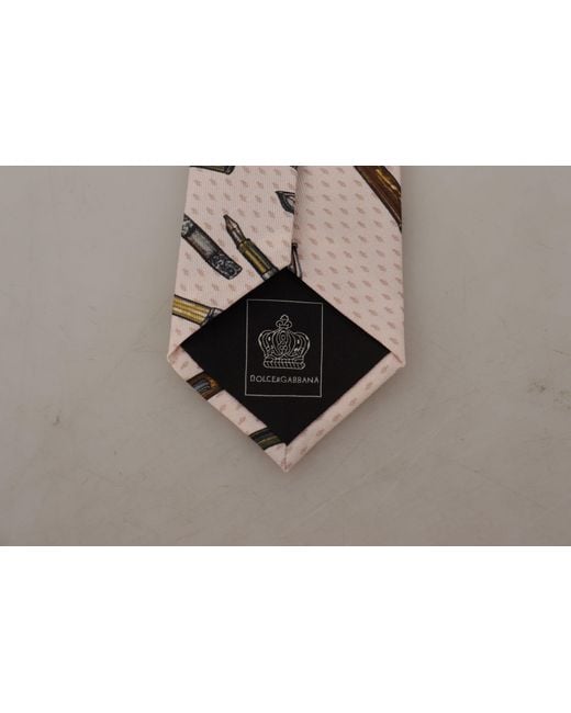 Dolce & Gabbana Natural Pen Dots Print Silk Adjustable Neck Accessory Tie for men