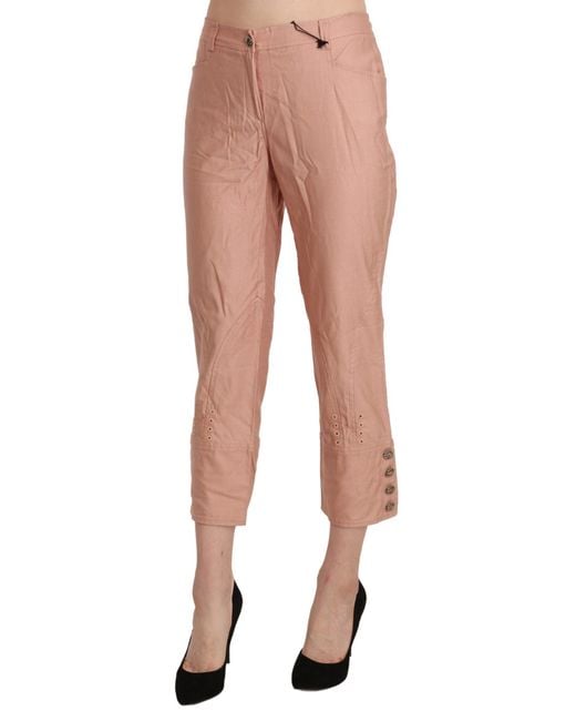 Ermanno Scervino Black Cotton High Waist Cropped Trouser Pants