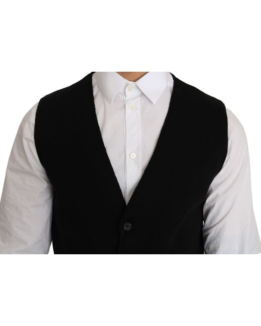 Dolce & Gabbana Black Sleek Cotton Formal Vest for men