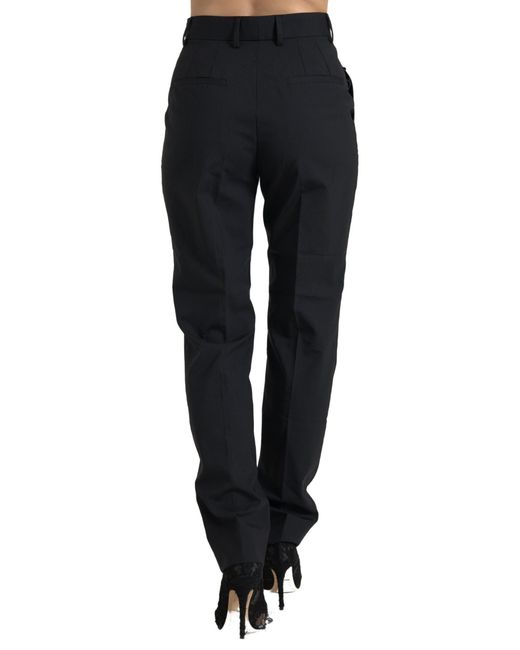 Dolce & Gabbana Black Wool High Waist Tapered Pants