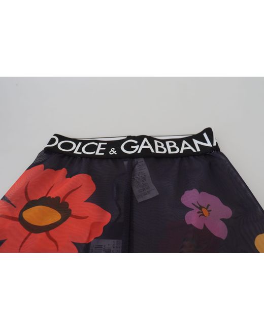 Dolce & Gabbana Red Floral Leggings Stretch Waist Pants