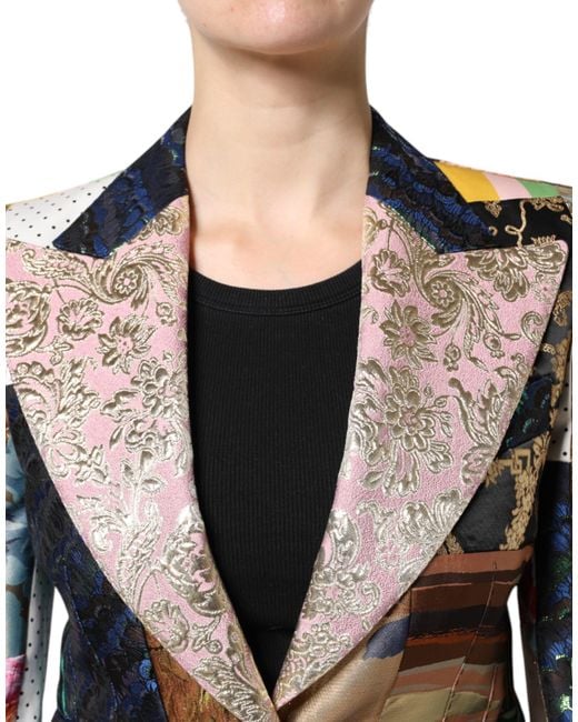 Dolce & Gabbana Black Floral Patchwork Jacquard Jacket