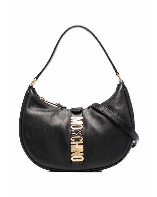 Moschino Leather Shoulder Bag in Black | Lyst