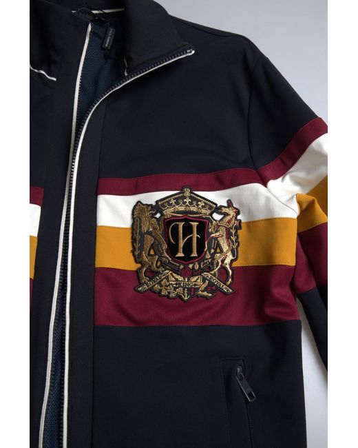 Dolce & Gabbana Blue Cardigan Heraldic Full Zip Sweater Clothing for men