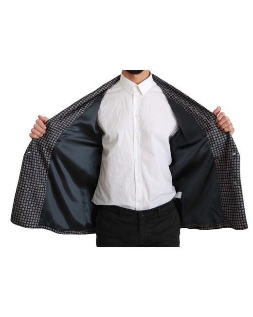 Dolce & Gabbana Black Red Silk Crystal Jacket Coat Blazer for men