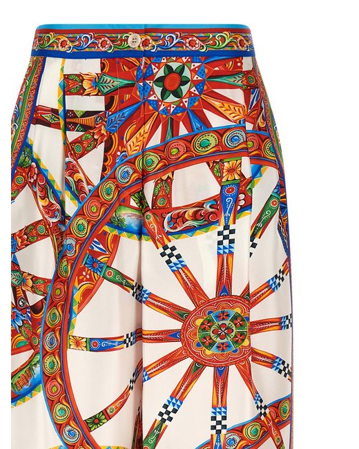 Dolce & Gabbana Red Silk Casual Pants