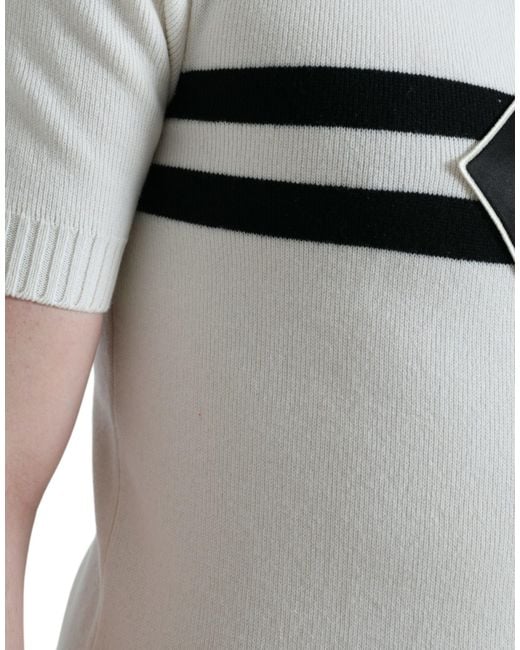 Dolce & Gabbana White Dg Logo Collared Henley Shirt T-Shirt for men