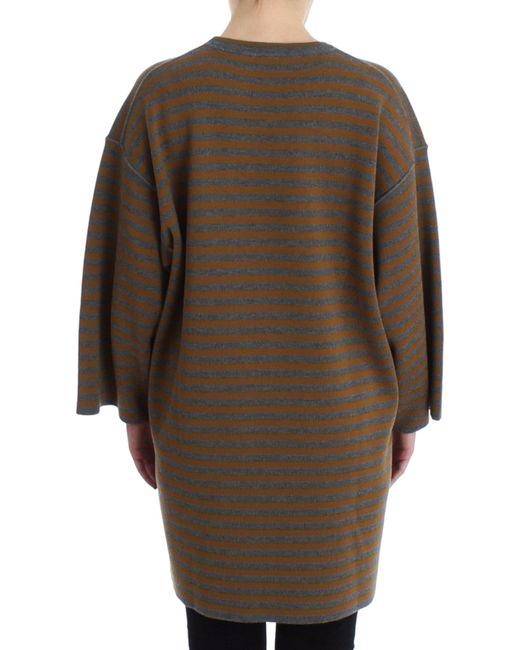 Dolce & Gabbana Brown Striped Oversized Sweater