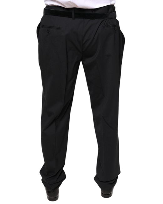 Dolce & Gabbana Black Wool Formal Dress Pants for men