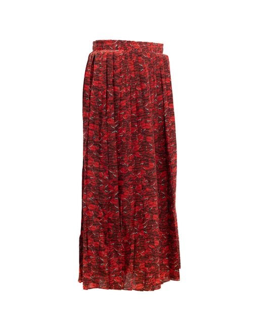 Valentino Garavani Red Midi Skirt With And Details