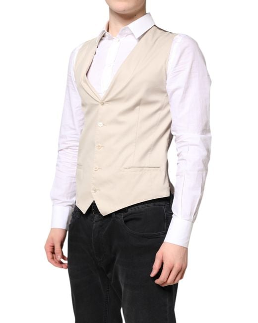 Dolce & Gabbana Natural Dress Formal Waistcoat Vest for men