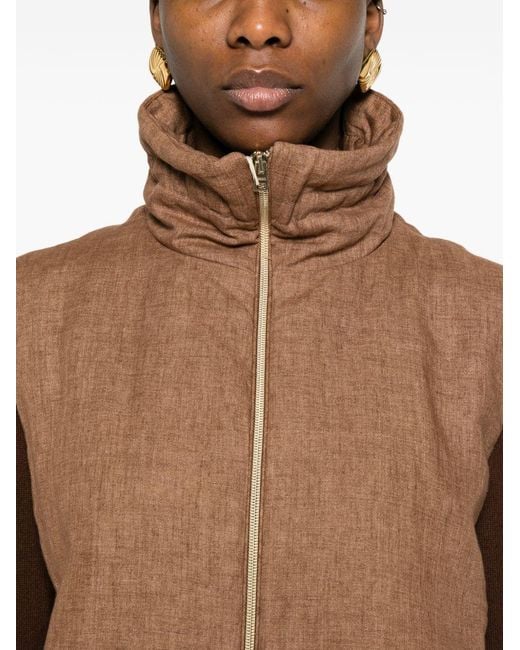 Herno Brown Nylon Zipped Vest