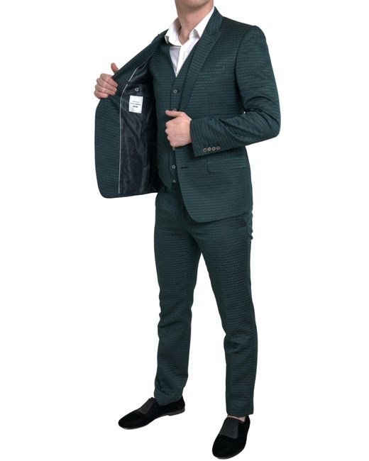 Dolce & Gabbana Blue Green 3 Piece Single Breasted Martini Suit for men