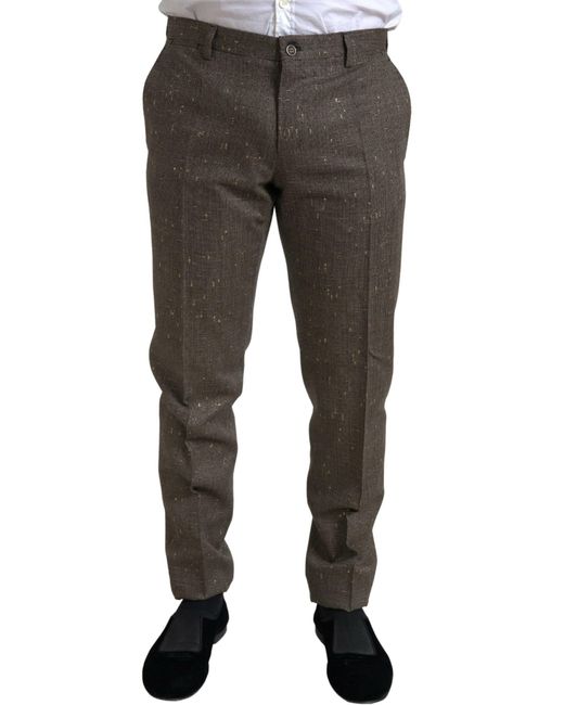 Dolce & Gabbana Gray Wool Dress Skinny Trouser Pants for men
