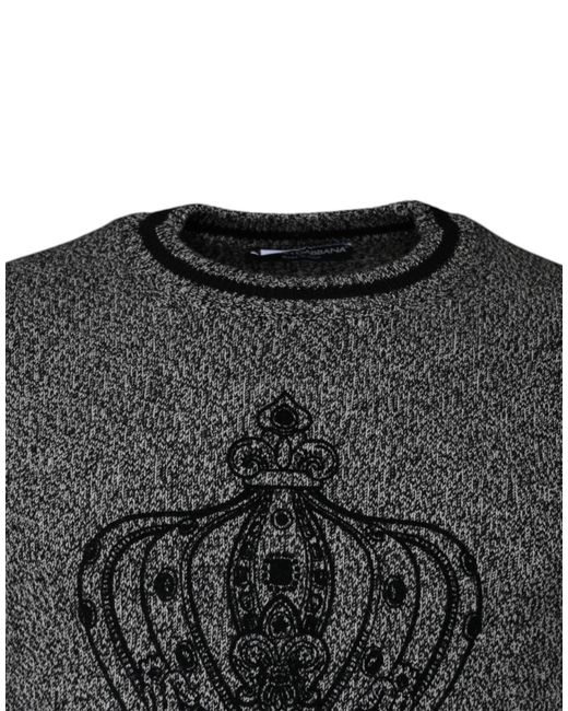Dolce & Gabbana Gray King Crown Print Sweater for men