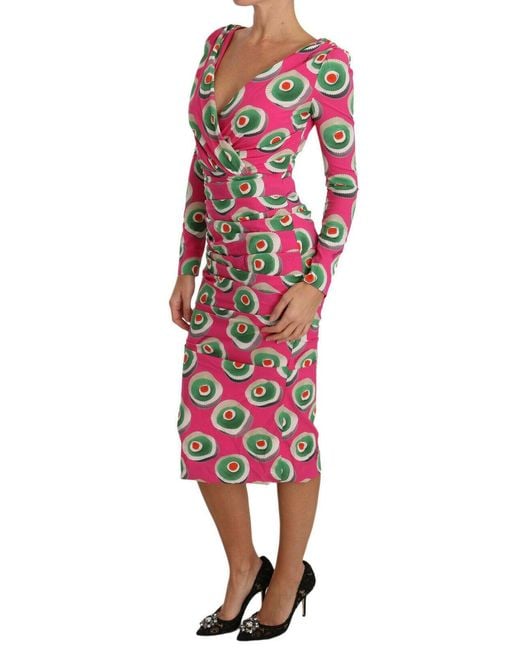 Dolce & Gabbana Silk Sheath Stretch Dress Pink Dr2016