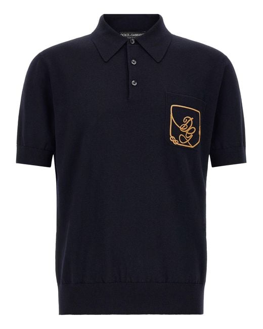 Dolce & Gabbana Blue Logo Embroidery Polo Shirt for men
