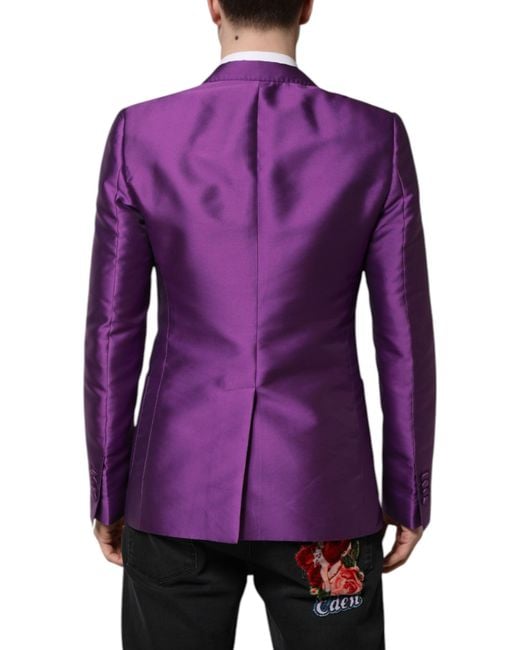 Dolce & Gabbana Purple Double Breasted Silk Blazer for men