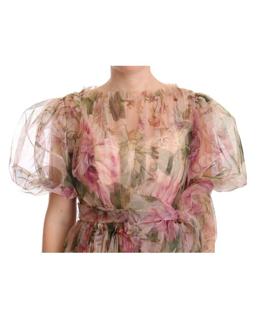 Dolce & Gabbana Multicolor Floral Print Nylon Maxi Dress