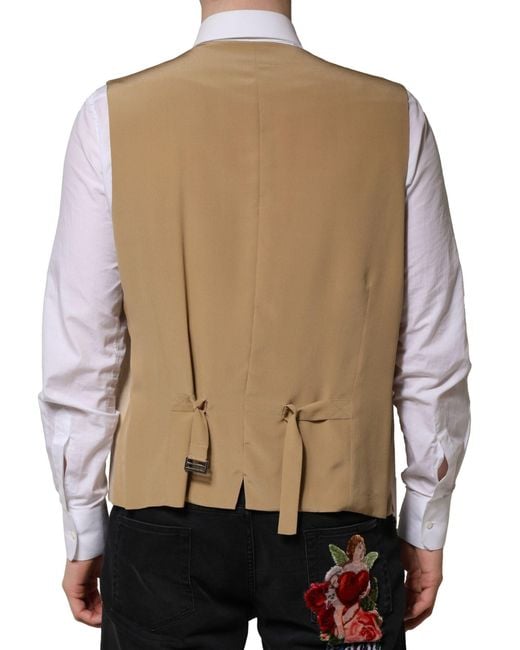 Dolce & Gabbana Natural Linen Dress Formal Waistcoat Vest for men