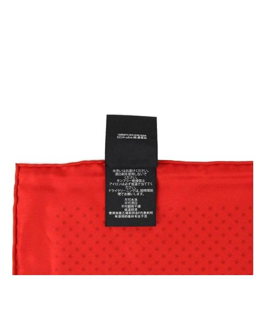Gucci Red Silk With Star Print And "Guccy" Logo Scarf