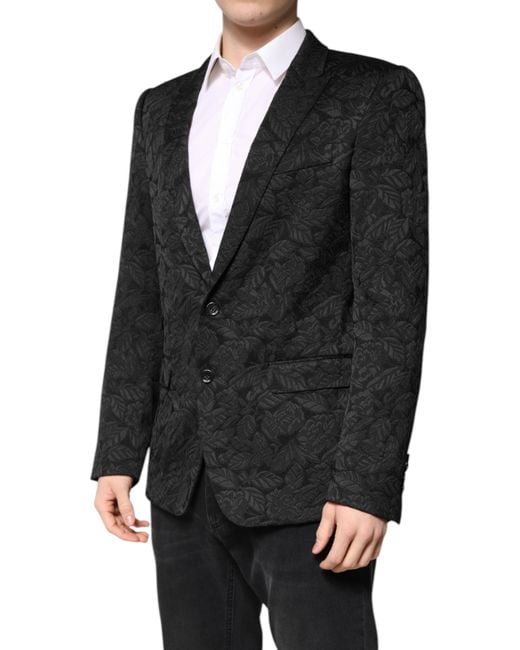 Dolce & Gabbana Black Martini Brocade Single Breasted Blazer for men