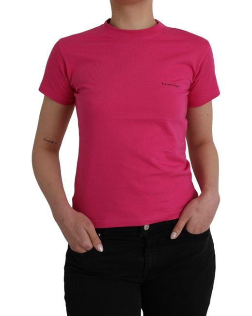 Balenciaga Red Authentic Cotton Crew Neck T-Shirt With Logo Detail