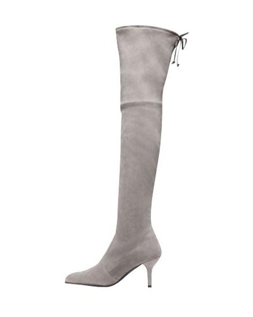 Stuart Weitzman Gray Solid Tiemodel Suede Over-The-Knee Boot (Us)