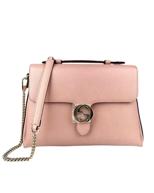 Gucci Powder Leather Large Interlocking G Crossbody Chain Bag 510306 ...