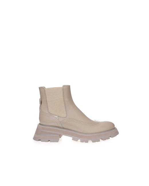 McQueen Gray Chic Leather Boots For Elegant Steps